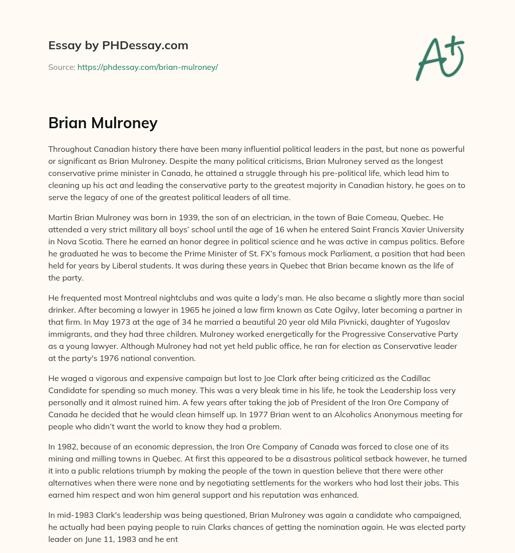 Brian Mulroney essay
