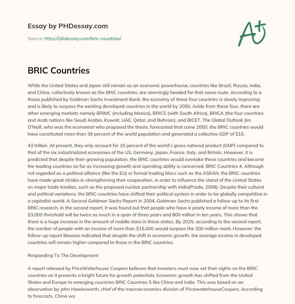 BRIC Countries essay