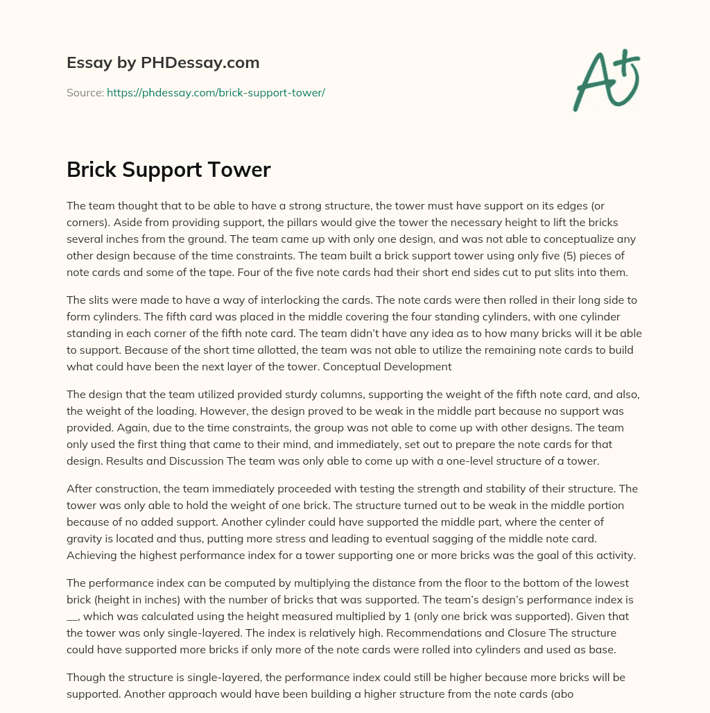 Brick Support Tower essay