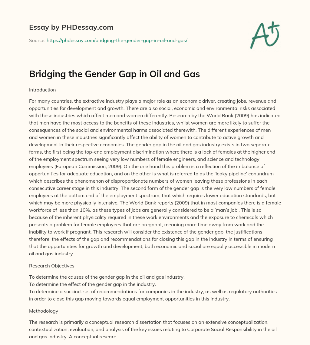 Bridging the Gender Gap in Oil and Gas essay