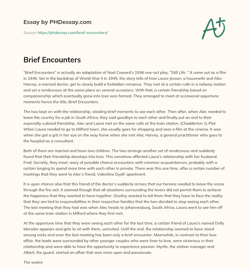 Brief Encounters essay