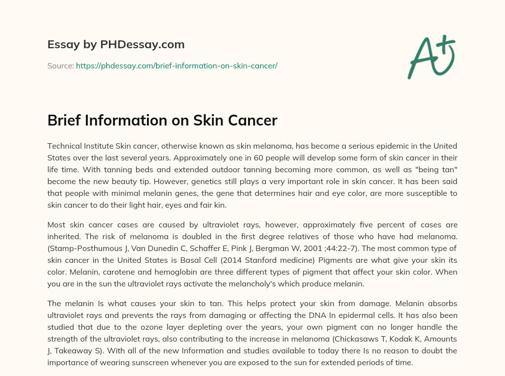 Brief Information on Skin Cancer