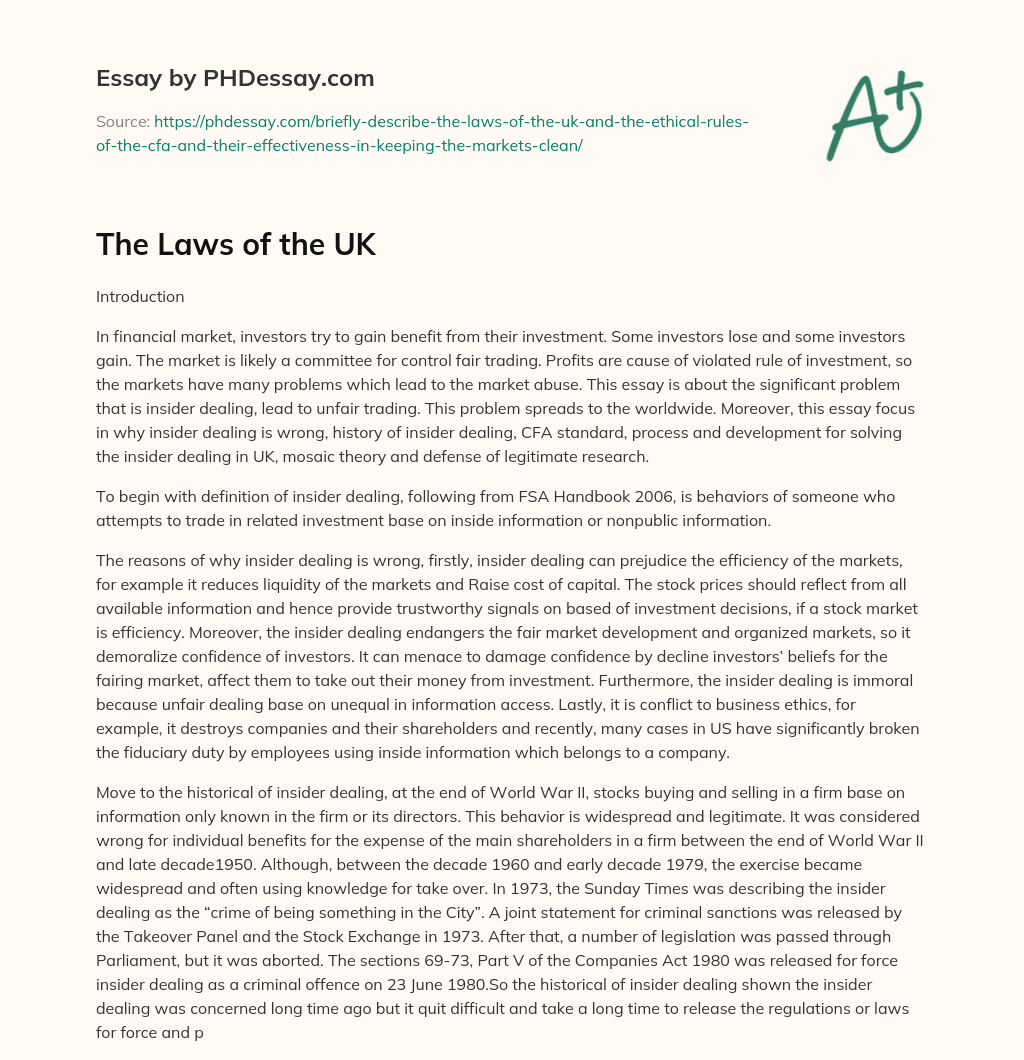 The Laws of the UK essay