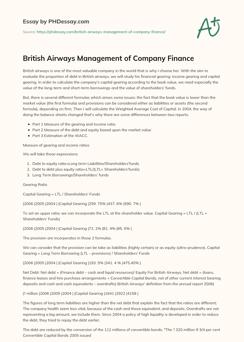 british airways essay