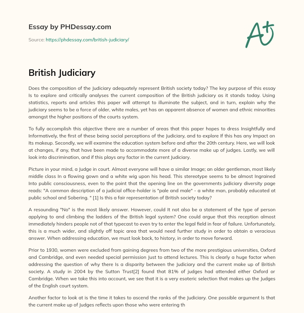 British Judiciary essay