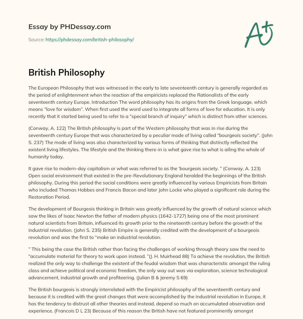 British Philosophy essay