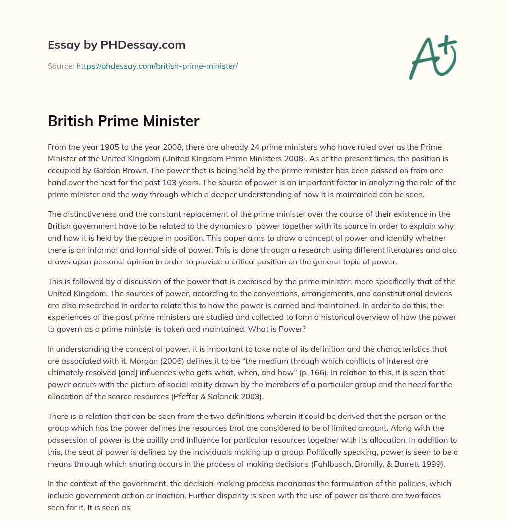 British Prime Minister essay