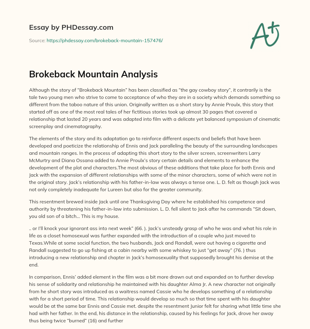 Brokeback Mountain Analysis essay