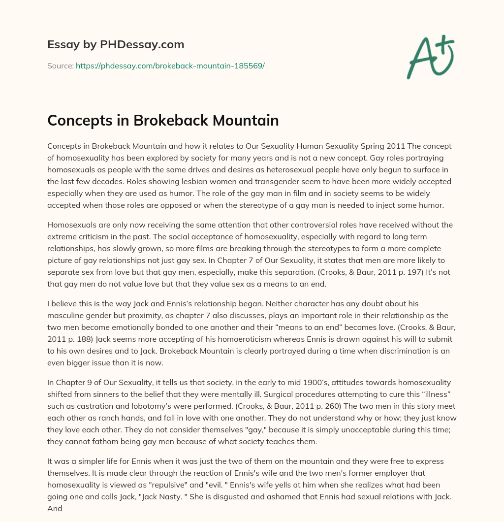 Concepts in Brokeback Mountain essay