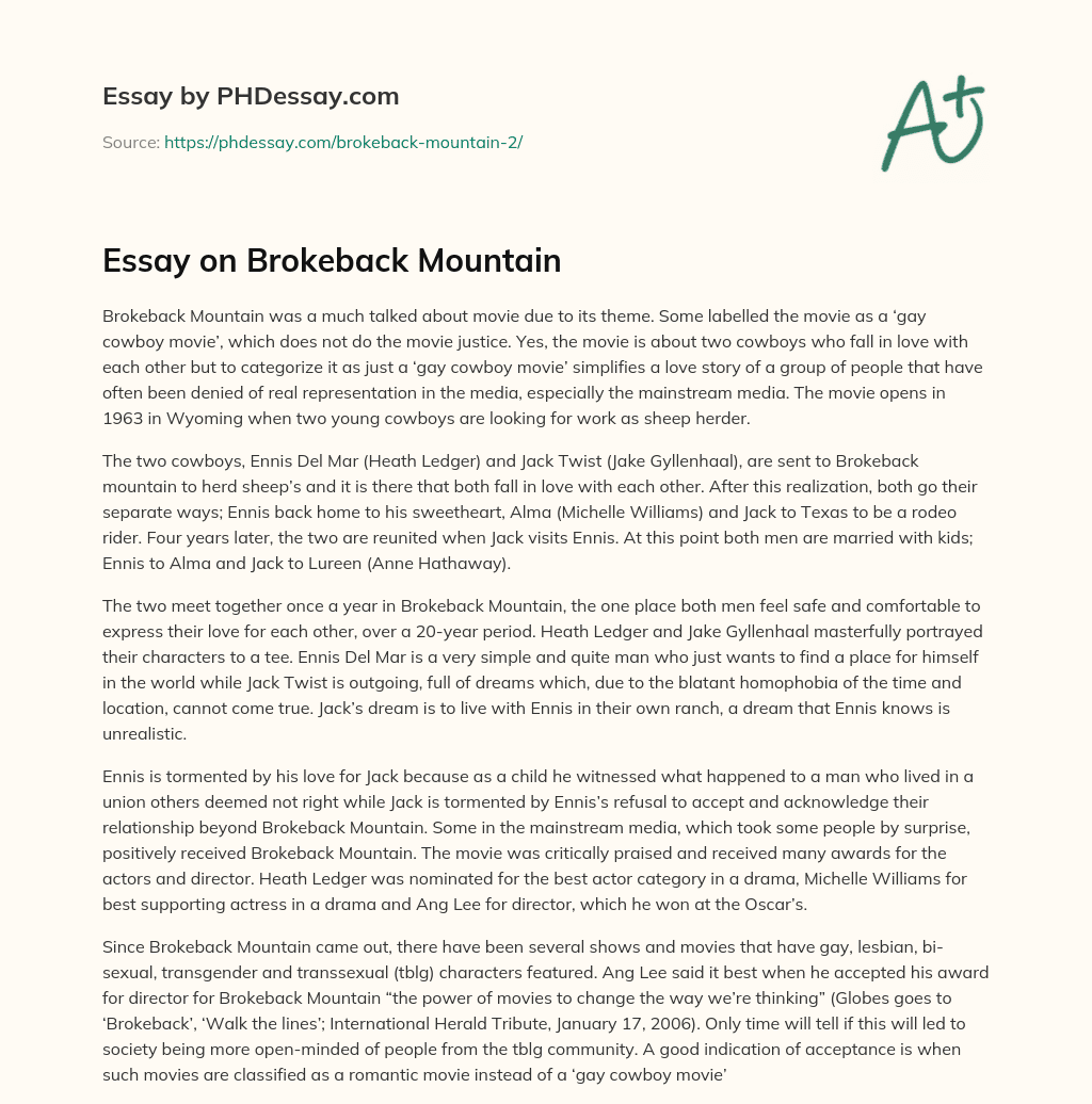 Essay on Brokeback Mountain essay