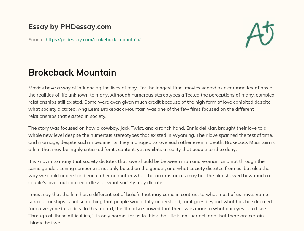 Brokeback Mountain essay