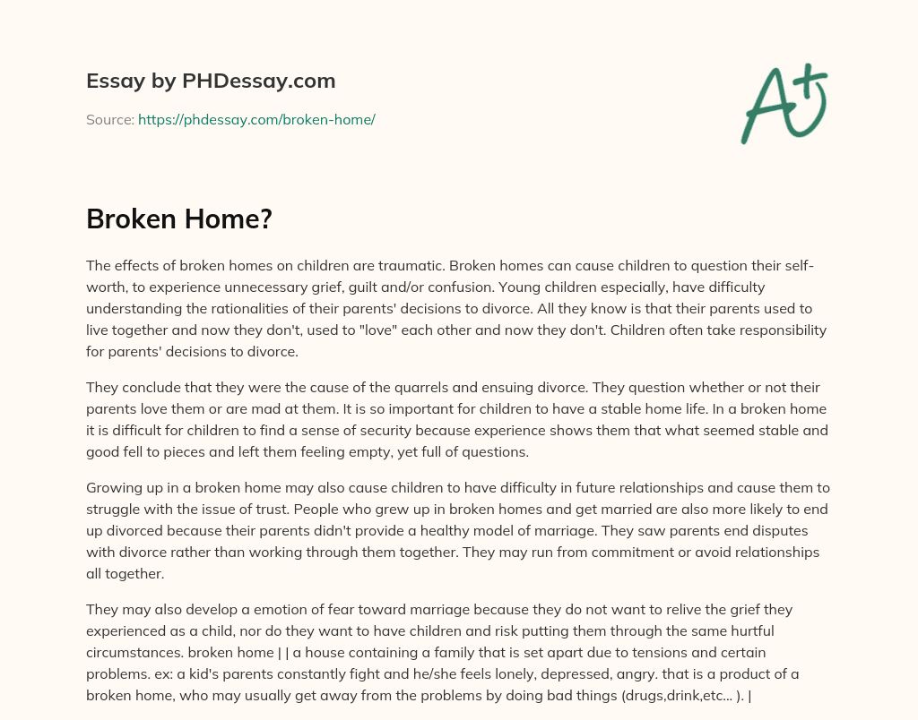 an essay about a broken home