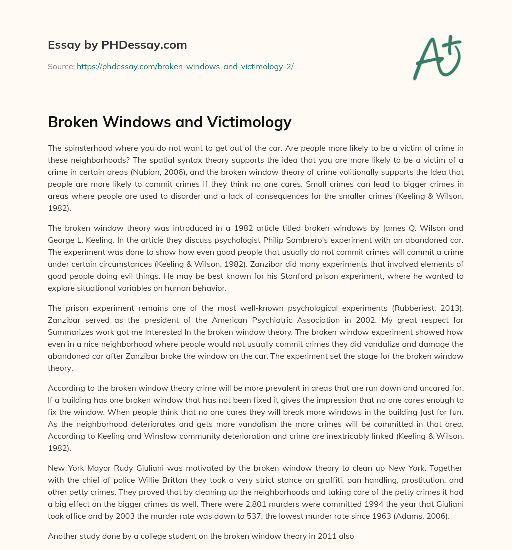 Broken Windows and Victimology essay