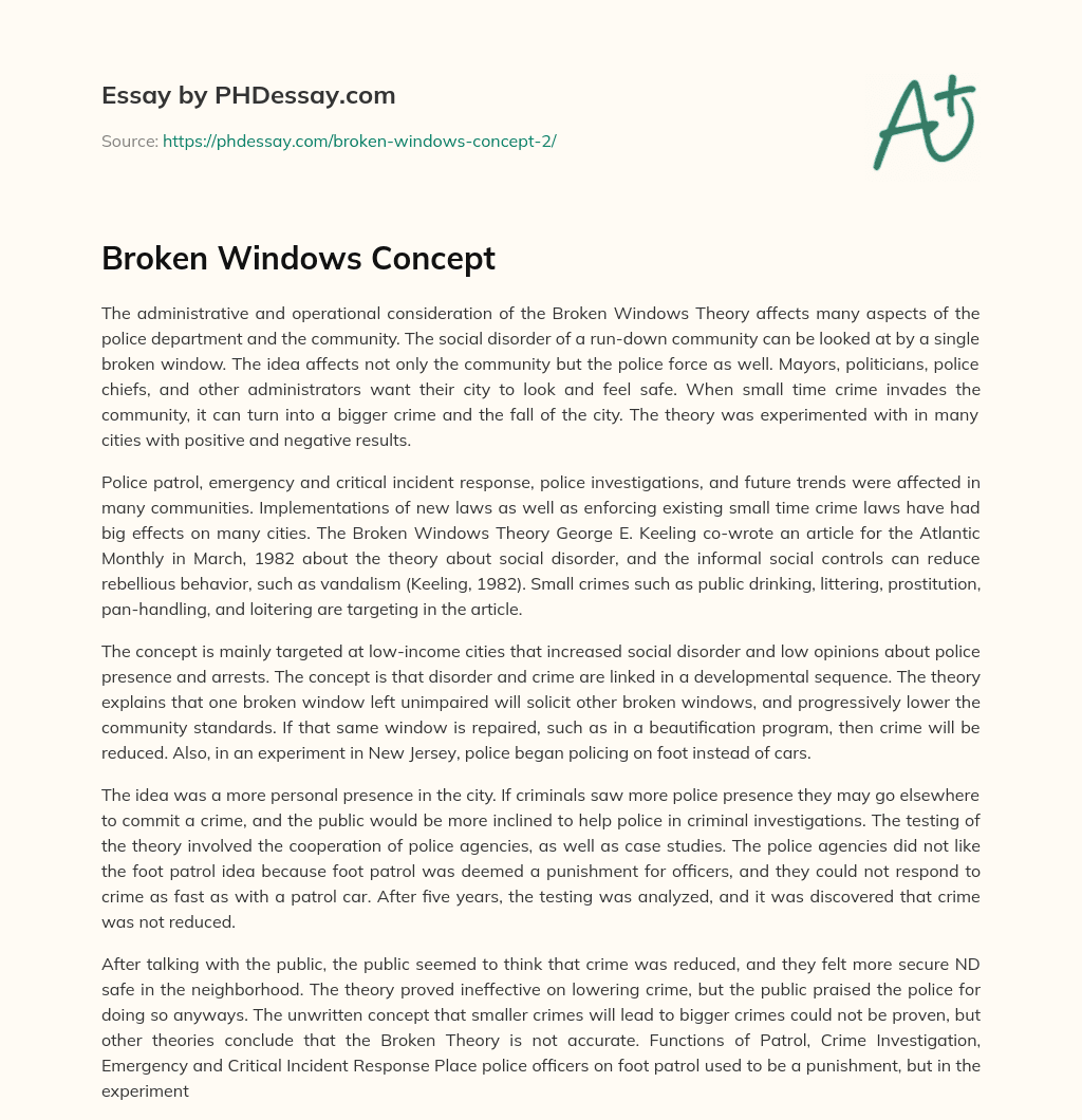 Broken Windows Concept essay