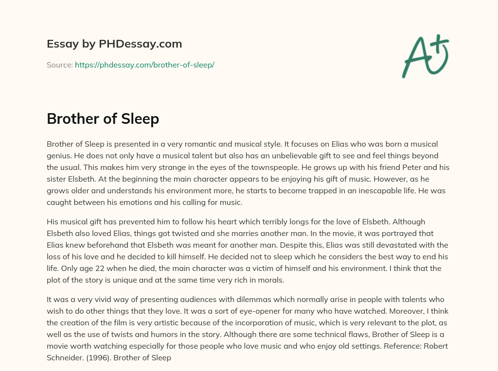 Brother of Sleep essay