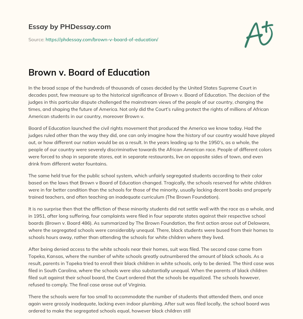 brown vs board of education essay introduction