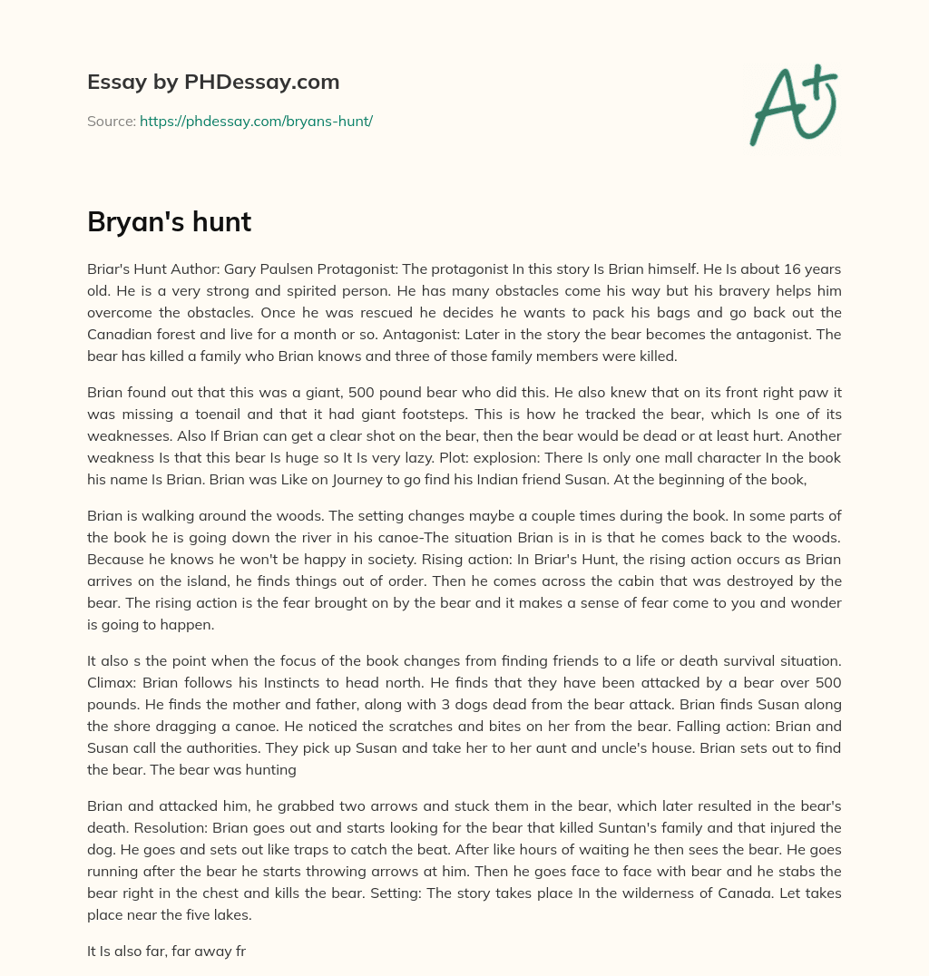 Bryan’s hunt essay