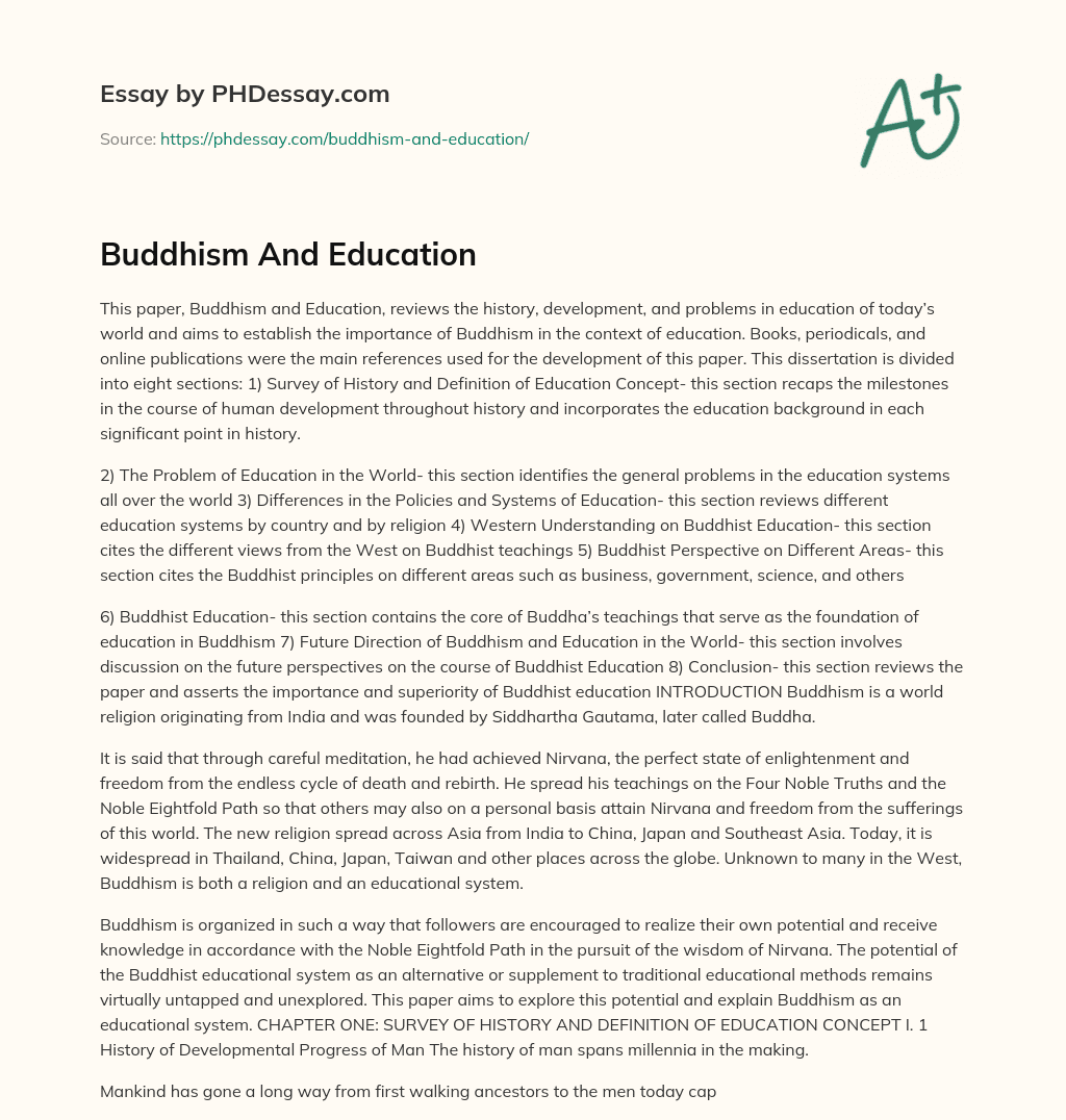Buddhism And Education essay