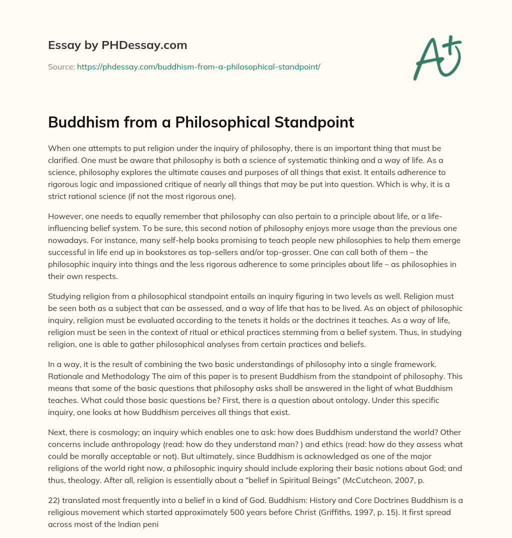 Buddhism from a Philosophical Standpoint essay