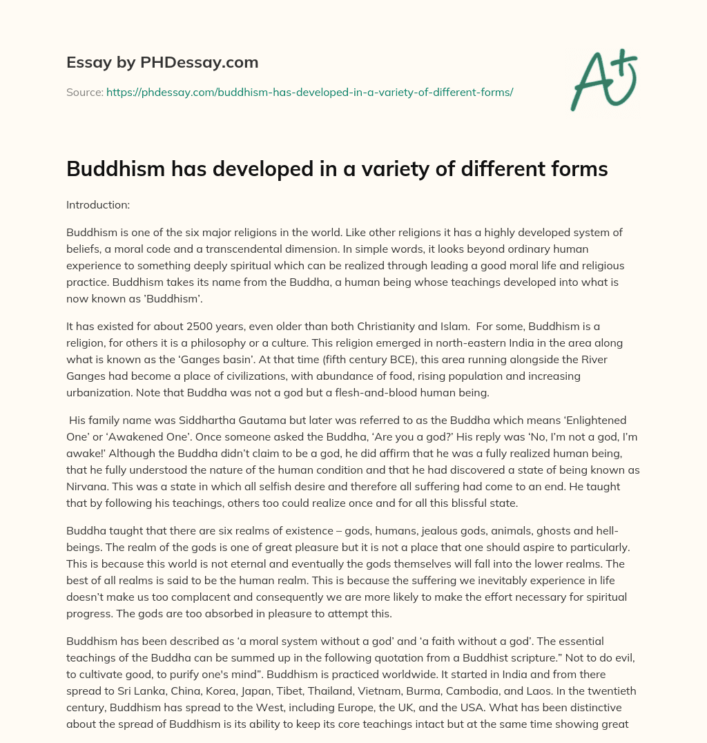 Buddhism has developed in a variety of different forms essay