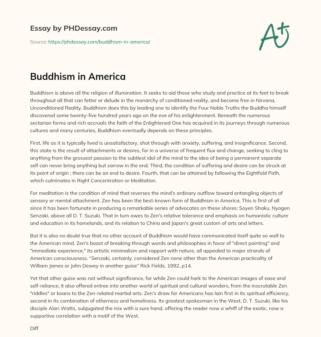 Buddhism in America essay