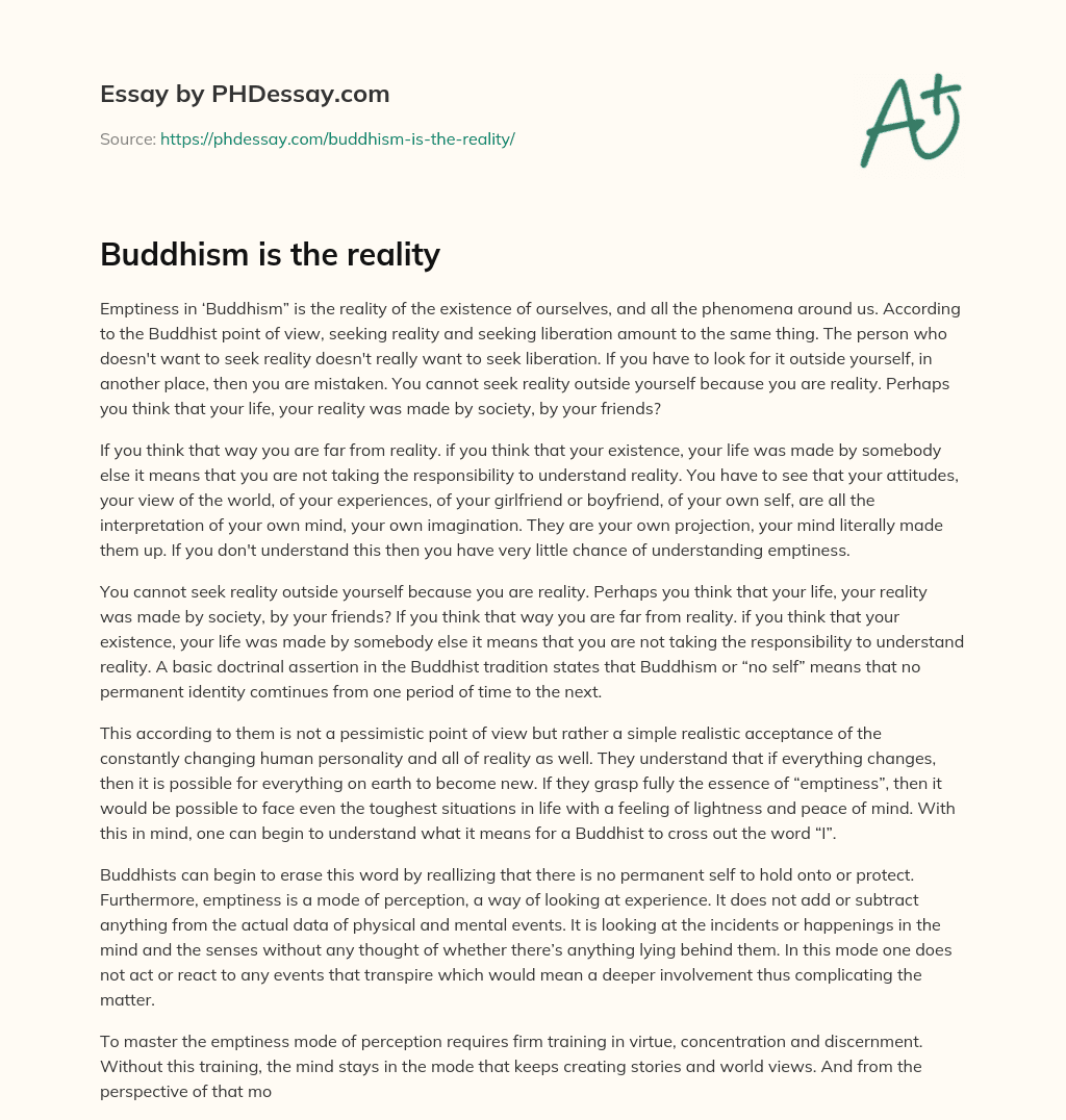 Buddhism  is the reality essay