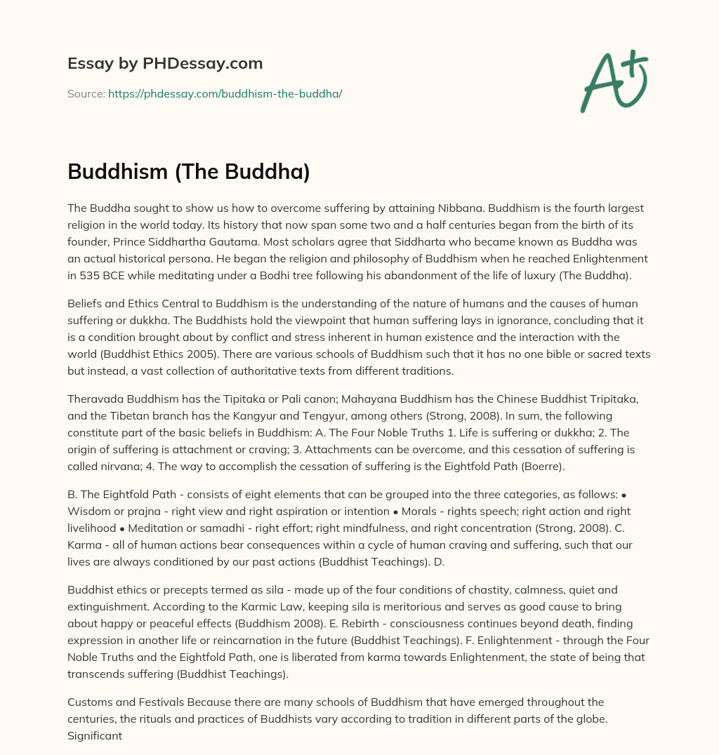 Buddhism (The Buddha) essay