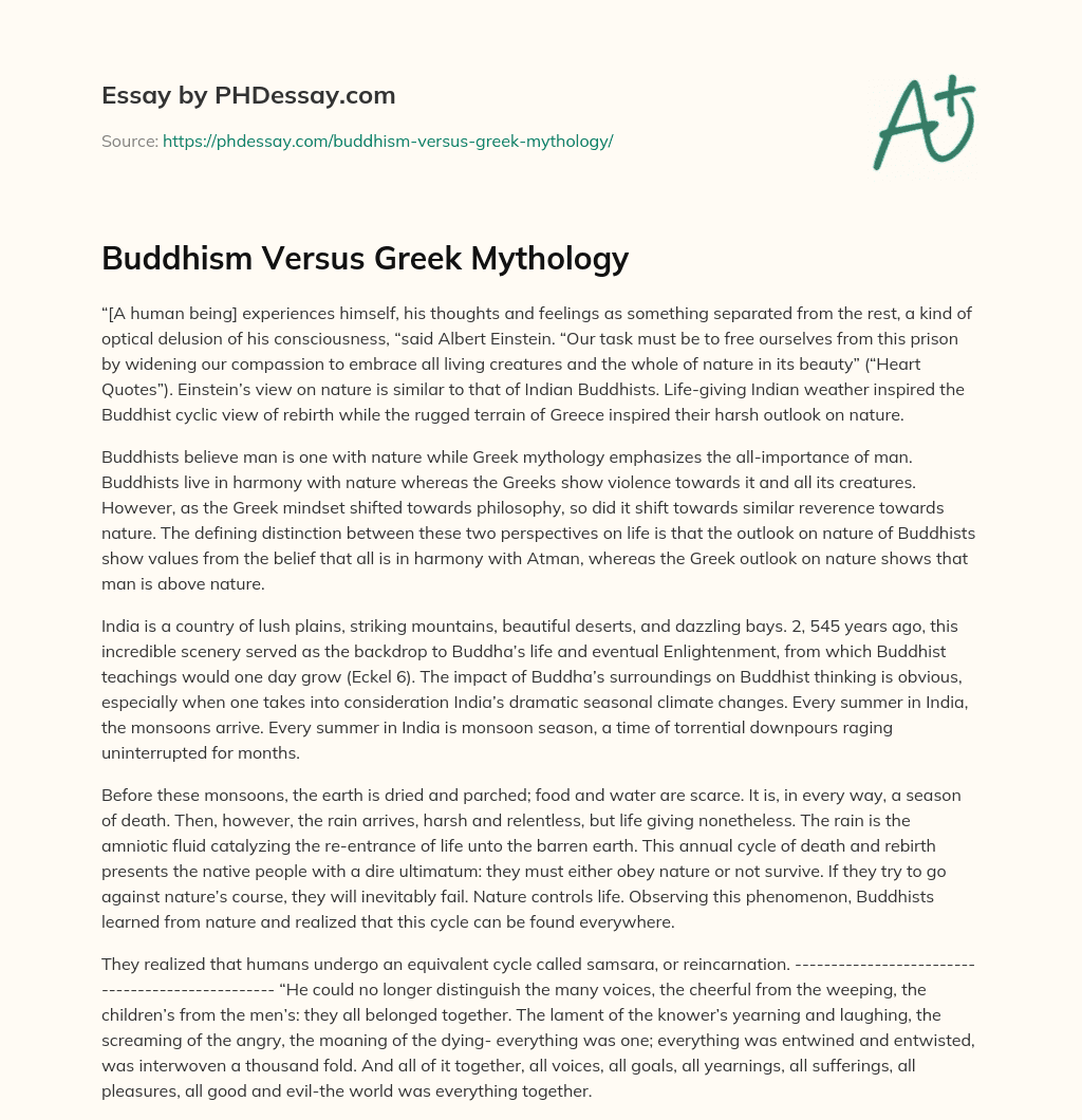 Buddhism Versus Greek Mythology essay