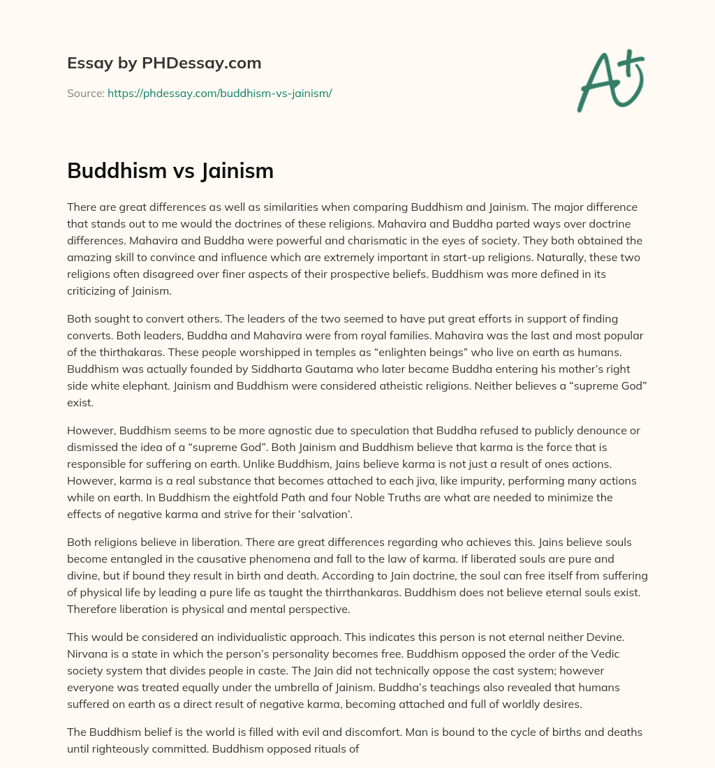 Buddhism vs Jainism essay