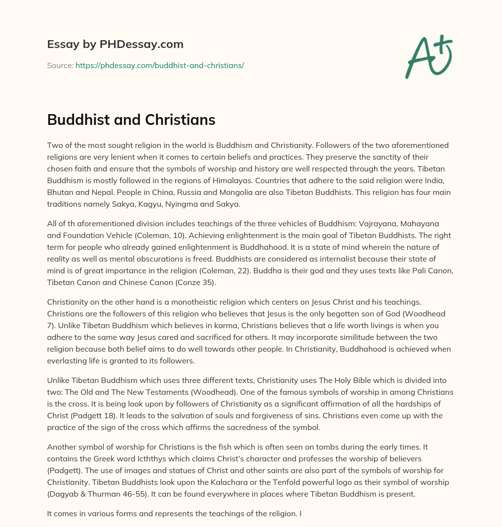 Buddhist and Christians essay