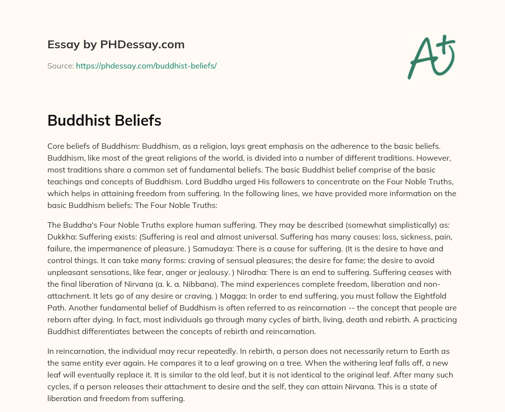 Buddhist Beliefs essay