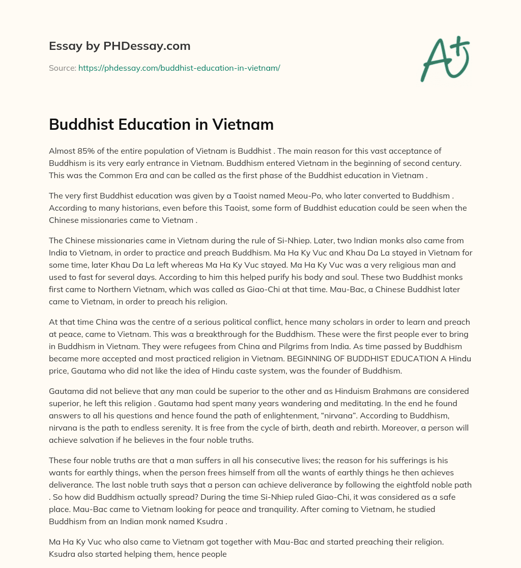 Buddhist Education in Vietnam essay