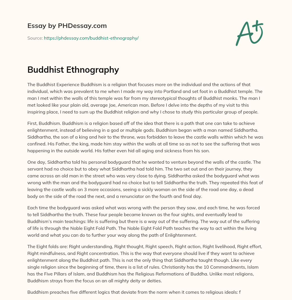 Buddhist Ethnography essay