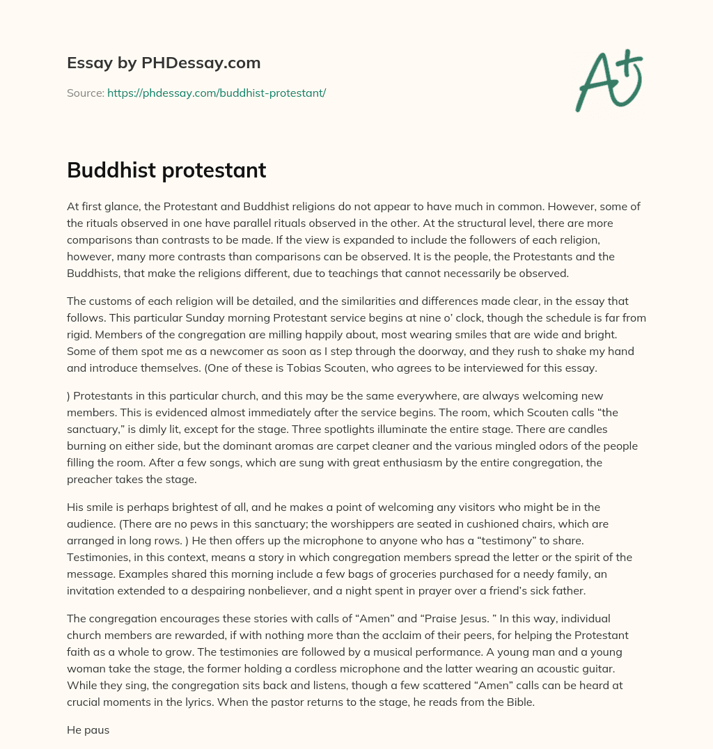 Buddhist protestant essay
