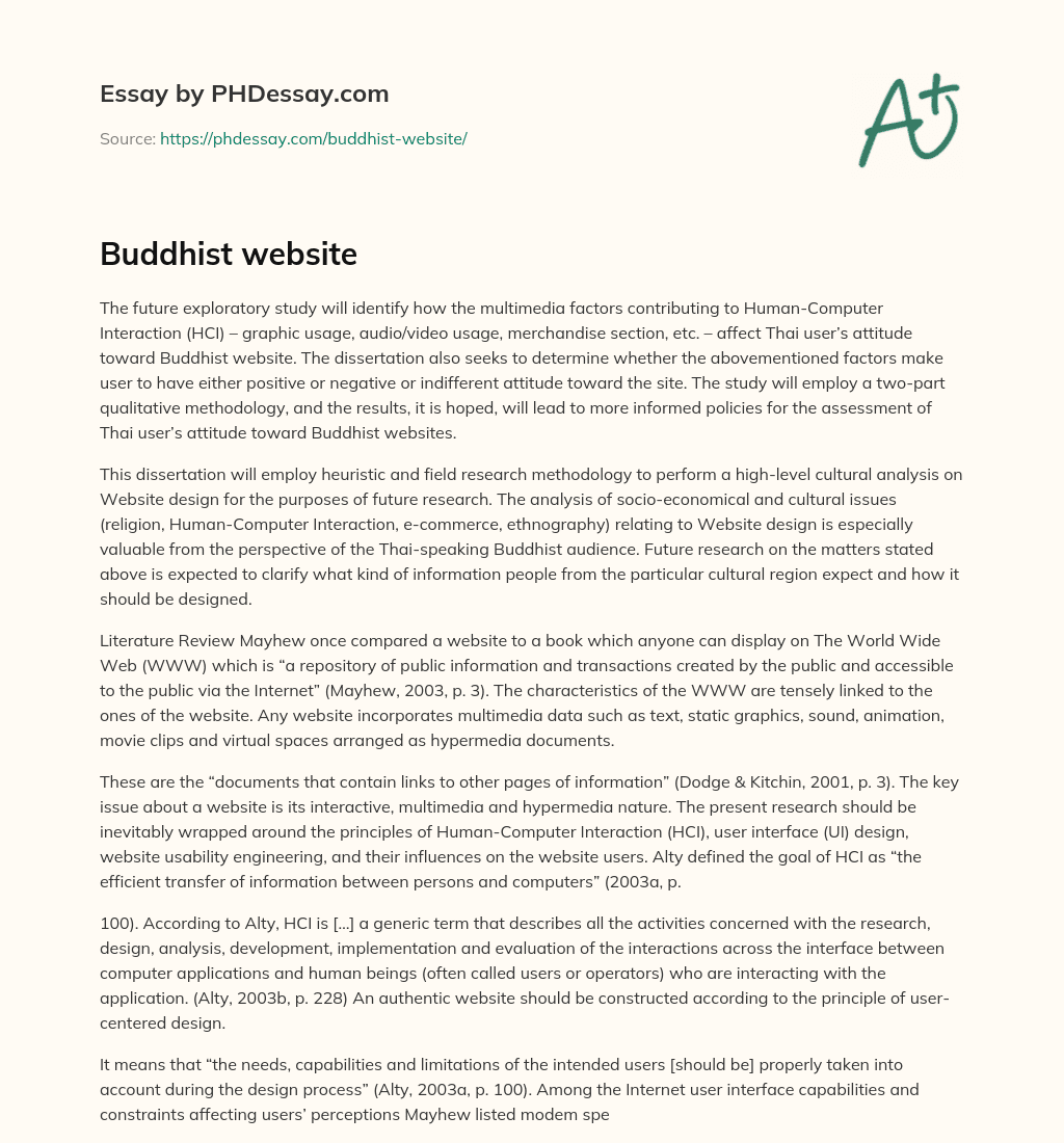Buddhist website essay