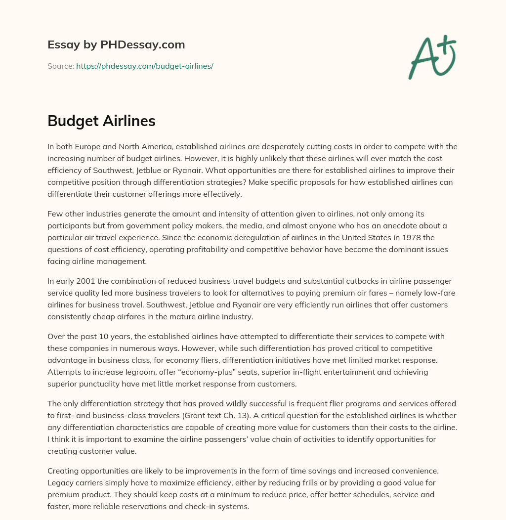 budget airline review essay