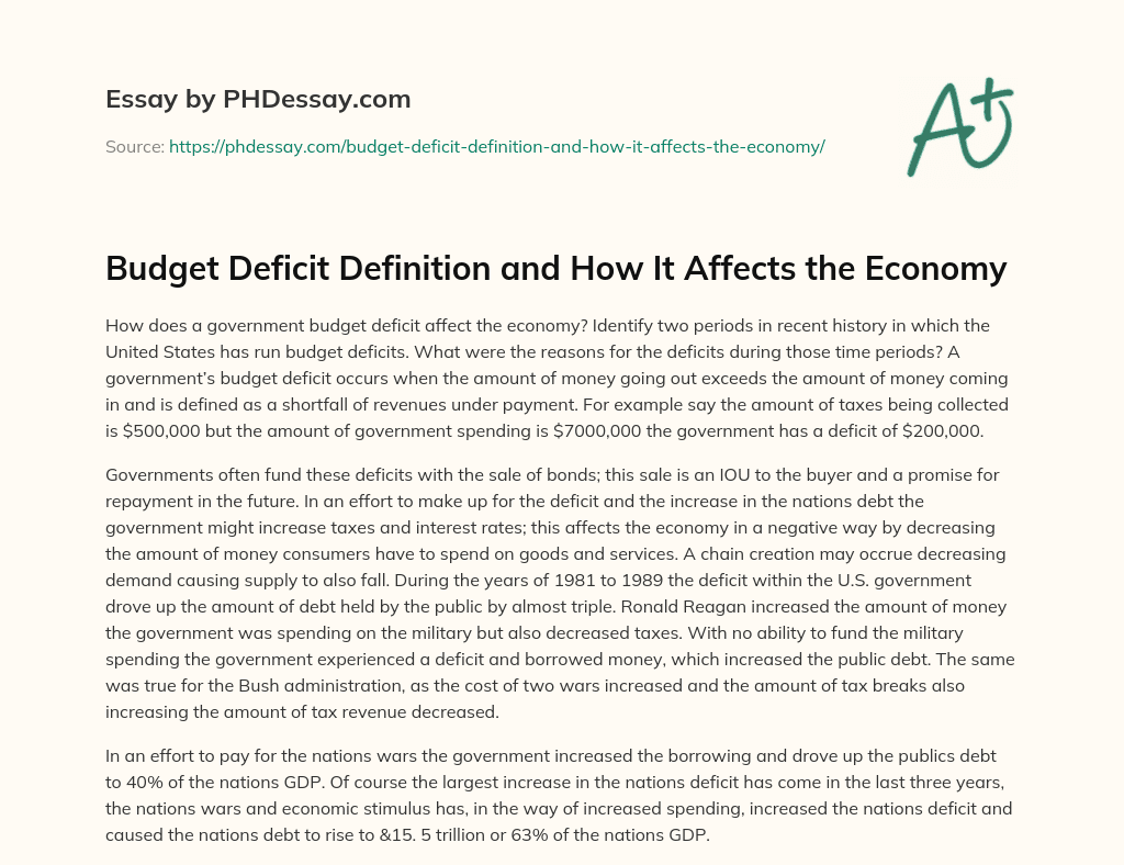 budget deficit term paper