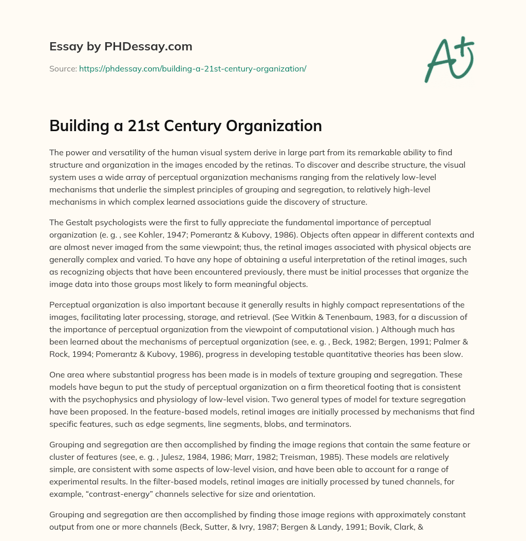 Building a 21st Century Organization essay