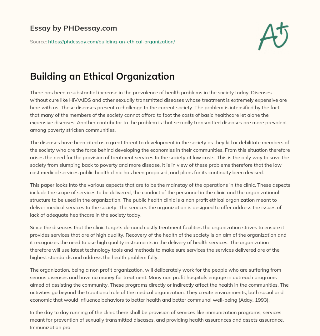Building an Ethical Organization essay