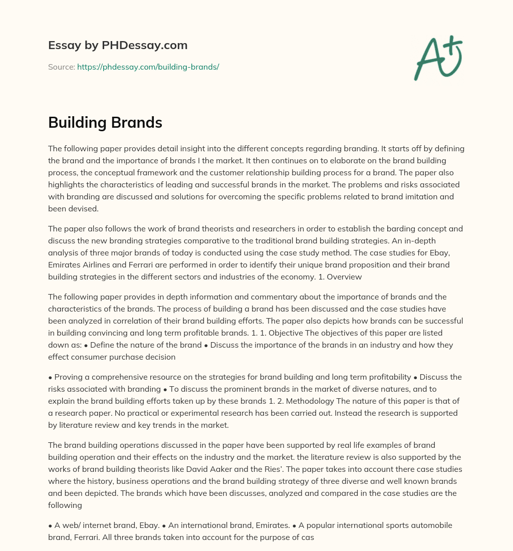 Building Brands essay