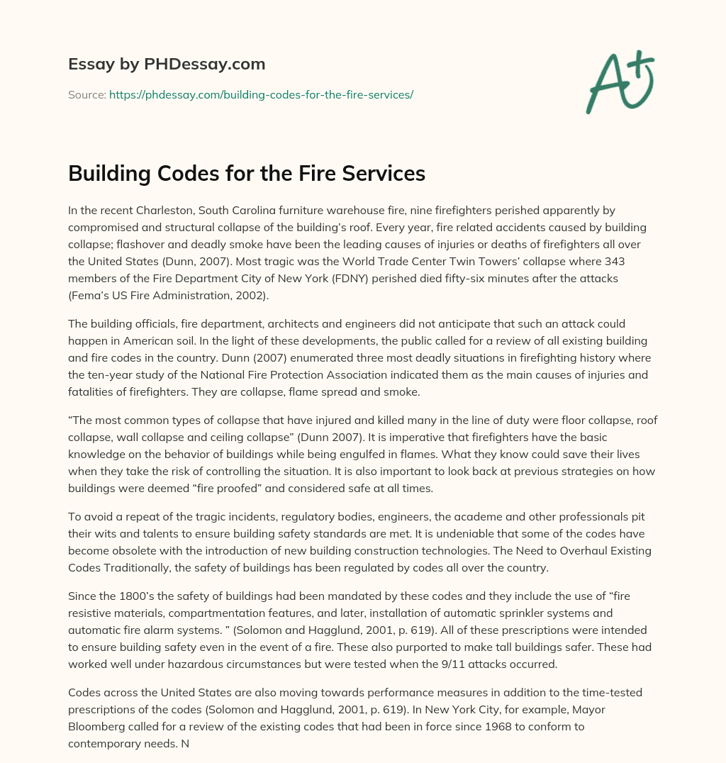 Building Codes for the Fire Services essay