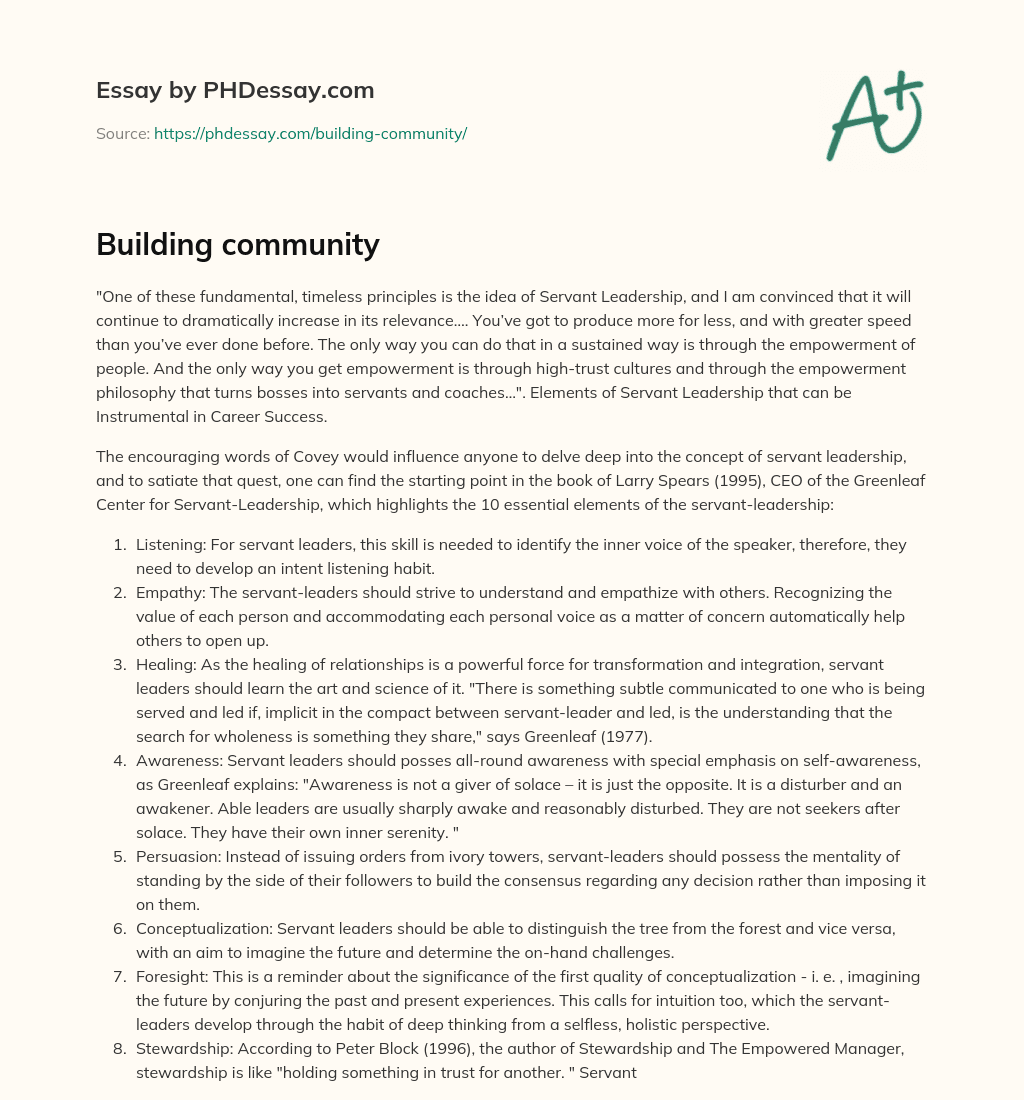 Building community essay