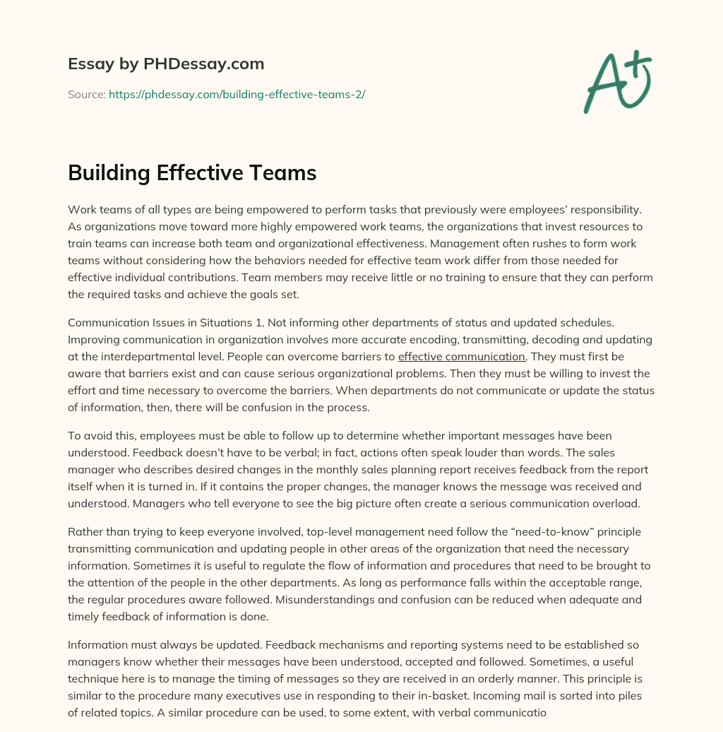Building Effective Teams essay