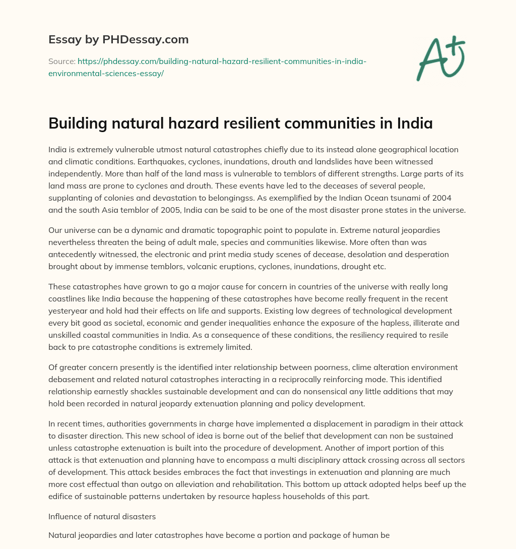 Building natural hazard resilient communities in India essay
