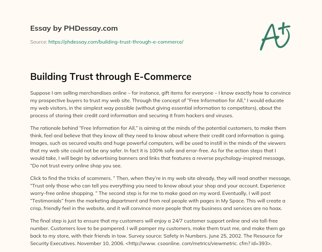 Building Trust through E-Commerce essay