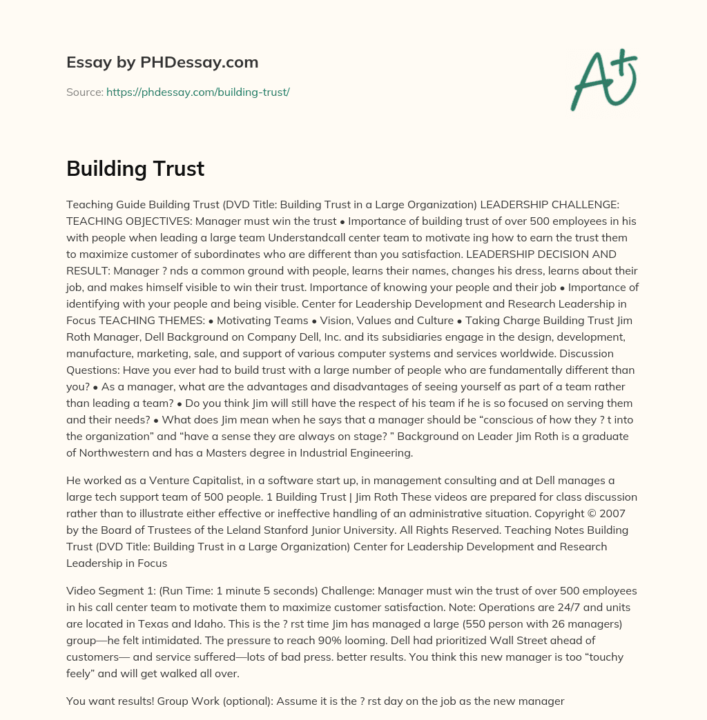 Building Trust essay