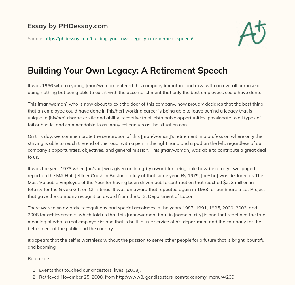 writing your own retirement speech