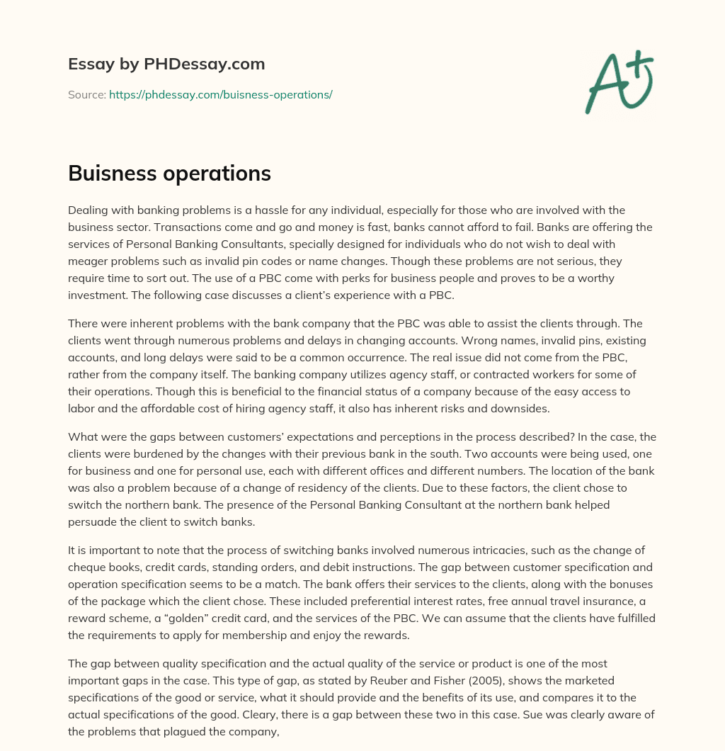 Buisness operations essay