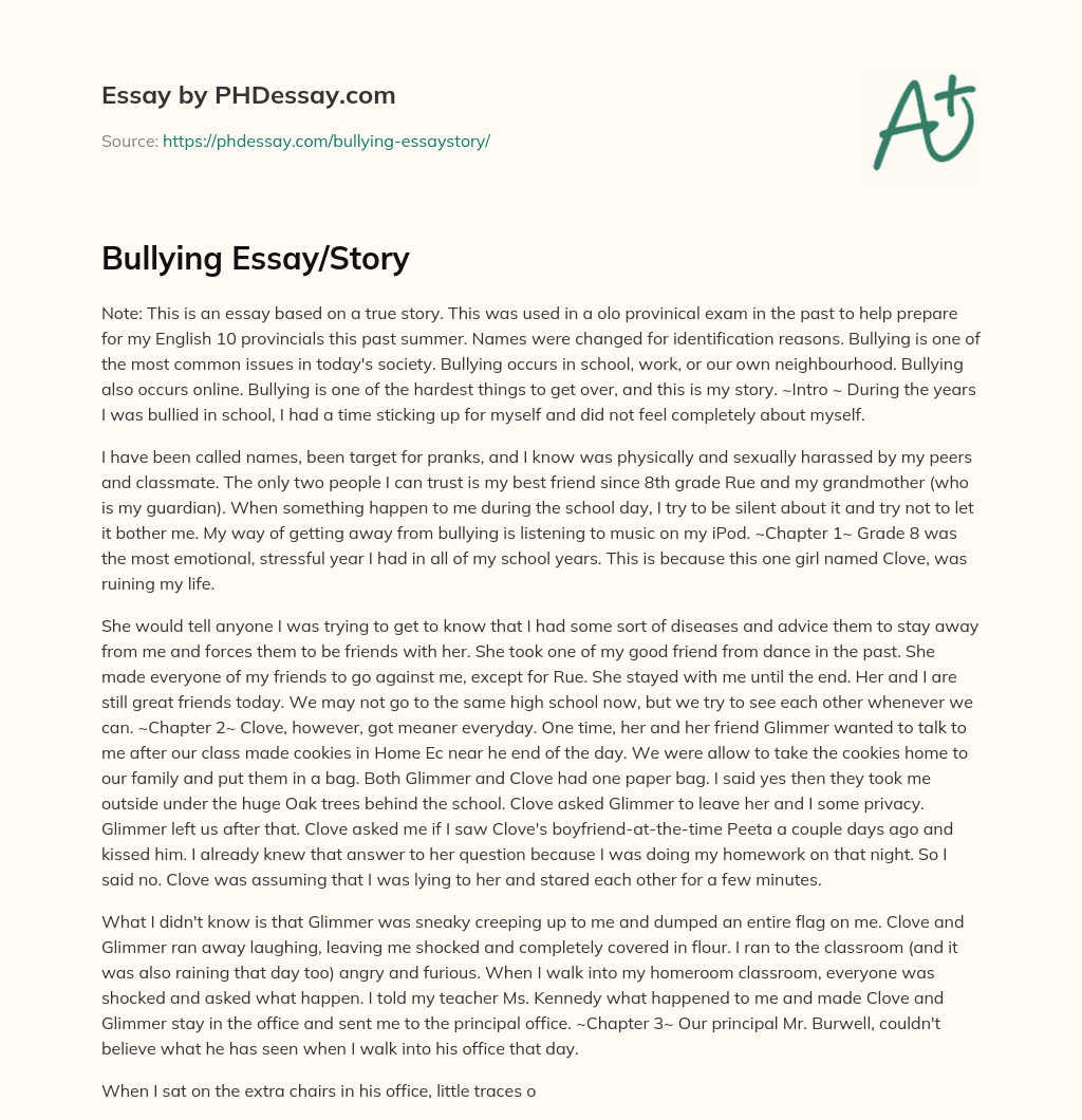 Bullying Essay/Story essay