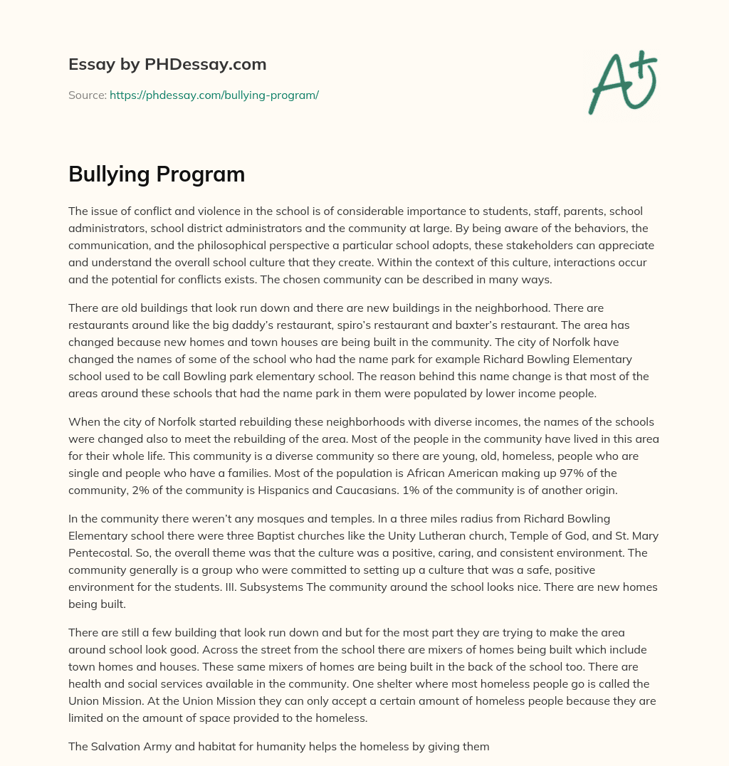 Bullying Program essay